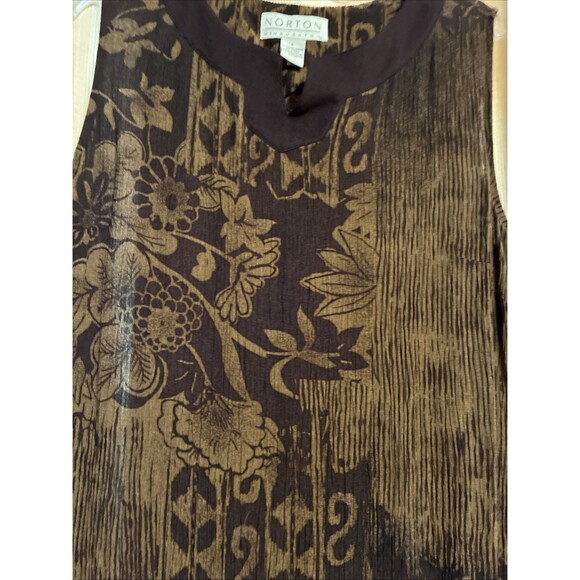 Vtg Norton McNaughton Womens Size L Maxi Long Dress Brown Floral Dark Academia - Picture 3 of 5